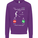 Golf Is Calling Golfer Golfing Funny Kids Sweatshirt Jumper Purple