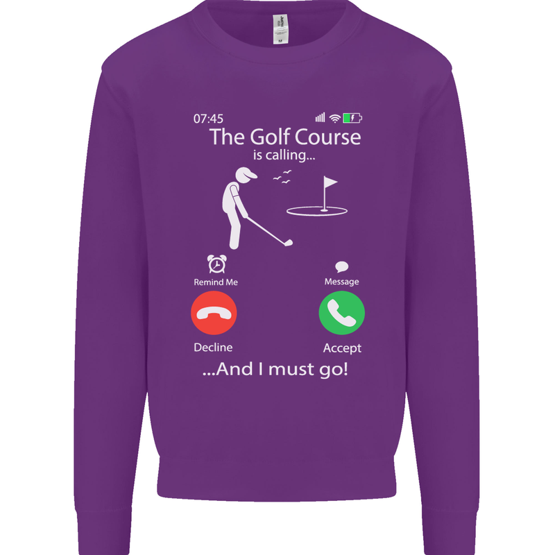 Golf Is Calling Golfer Golfing Funny Kids Sweatshirt Jumper Purple