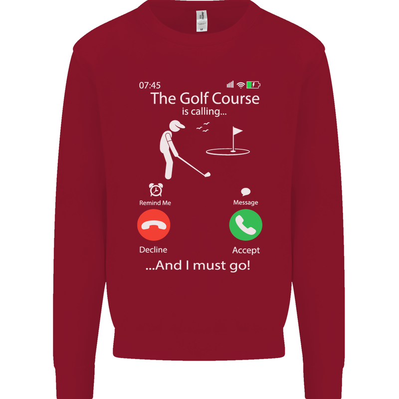 Golf Is Calling Golfer Golfing Funny Kids Sweatshirt Jumper Red