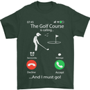 Golf Is Calling Golfer Golfing Funny Mens T-Shirt Cotton Gildan Forest Green