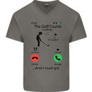 Golf Is Calling Golfer Golfing Funny Mens V-Neck Cotton T-Shirt Charcoal