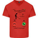 Golf Is Calling Golfer Golfing Funny Mens V-Neck Cotton T-Shirt Red