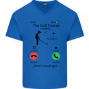 Golf Is Calling Golfer Golfing Funny Mens V-Neck Cotton T-Shirt Royal Blue