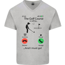 Golf Is Calling Golfer Golfing Funny Mens V-Neck Cotton T-Shirt Sports Grey