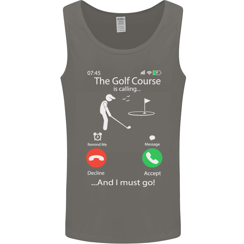 Golf Is Calling Golfer Golfing Funny Mens Vest Tank Top Charcoal