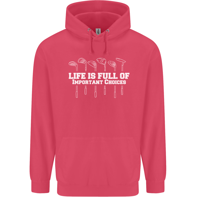 Golf Life's Full of Important Choices Funny Childrens Kids Hoodie Heliconia