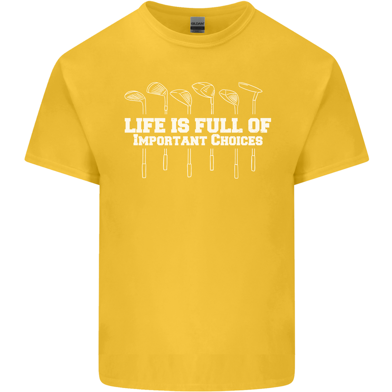 Golf Life's Full of Important Choices Funny Kids T-Shirt Childrens Yellow