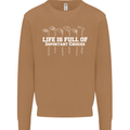 Golf Life's Full of Important Choices Funny Mens Sweatshirt Jumper Caramel Latte