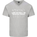 Golf Life's Full of Important Choices Funny Mens V-Neck Cotton T-Shirt Sports Grey