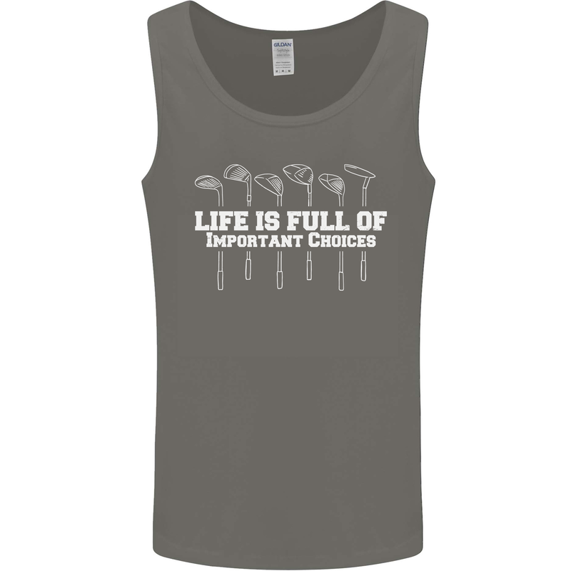 Golf Life's Full of Important Choices Funny Mens Vest Tank Top Charcoal