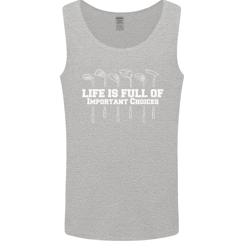 Golf Life's Full of Important Choices Funny Mens Vest Tank Top Sports Grey