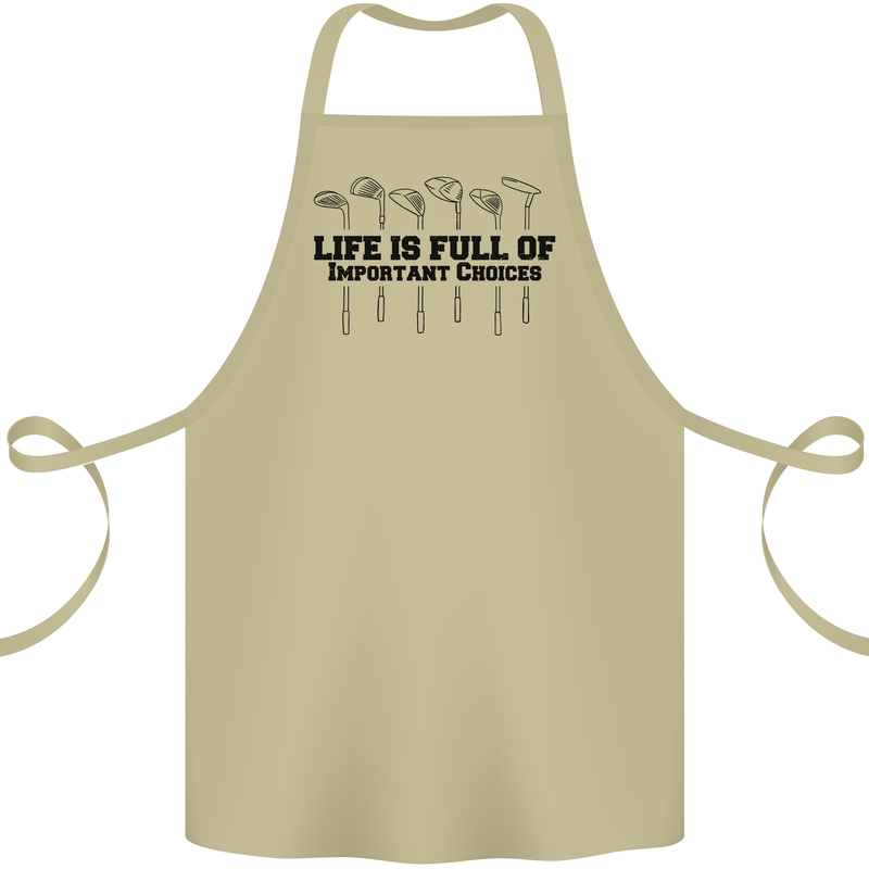 Golf Life's Important Choices Funny Golfing Cotton Apron 100% Organic Khaki