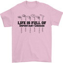 Golf Life's Important Choices Funny Golfing Mens T-Shirt Cotton Gildan Light Pink