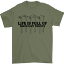 Golf Life's Important Choices Funny Golfing Mens T-Shirt Cotton Gildan Military Green