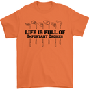 Golf Life's Important Choices Funny Golfing Mens T-Shirt Cotton Gildan Orange