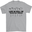Golf Life's Important Choices Funny Golfing Mens T-Shirt Cotton Gildan Sports Grey