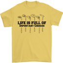 Golf Life's Important Choices Funny Golfing Mens T-Shirt Cotton Gildan Yellow