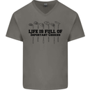 Golf Life's Important Choices Funny Golfing Mens V-Neck Cotton T-Shirt Charcoal