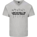Golf Life's Important Choices Funny Golfing Mens V-Neck Cotton T-Shirt Sports Grey
