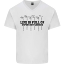 Golf Life's Important Choices Funny Golfing Mens V-Neck Cotton T-Shirt White