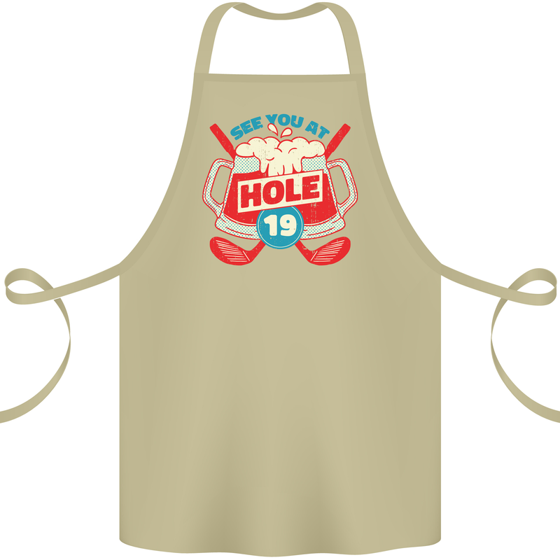 Golf See You at Hole Funny 19th Hole Beer Cotton Apron 100% Organic Khaki