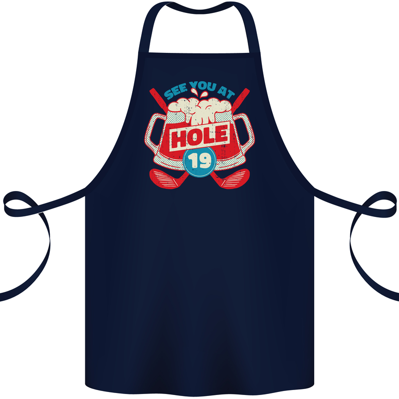 Golf See You at Hole Funny 19th Hole Beer Cotton Apron 100% Organic Navy Blue