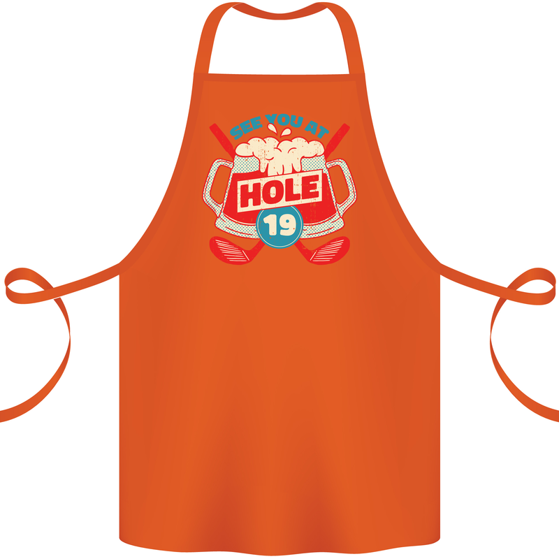Golf See You at Hole Funny 19th Hole Beer Cotton Apron 100% Organic Orange