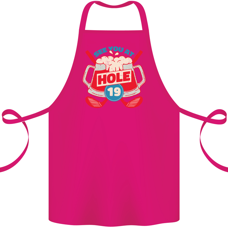 Golf See You at Hole Funny 19th Hole Beer Cotton Apron 100% Organic Pink