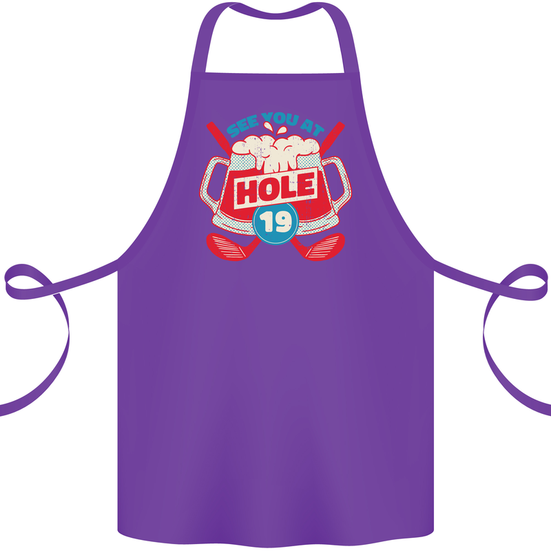 Golf See You at Hole Funny 19th Hole Beer Cotton Apron 100% Organic Purple