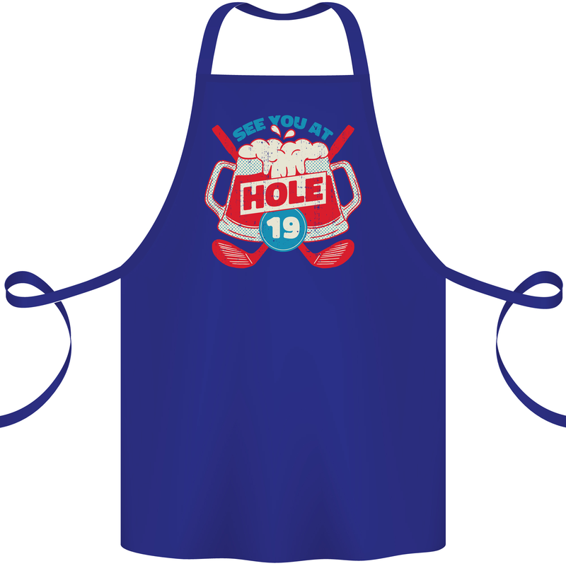 Golf See You at Hole Funny 19th Hole Beer Cotton Apron 100% Organic Royal Blue