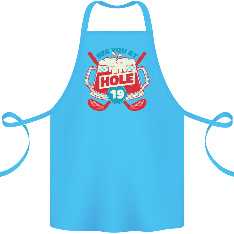Golf See You at Hole Funny 19th Hole Beer Cotton Apron 100% Organic Turquoise