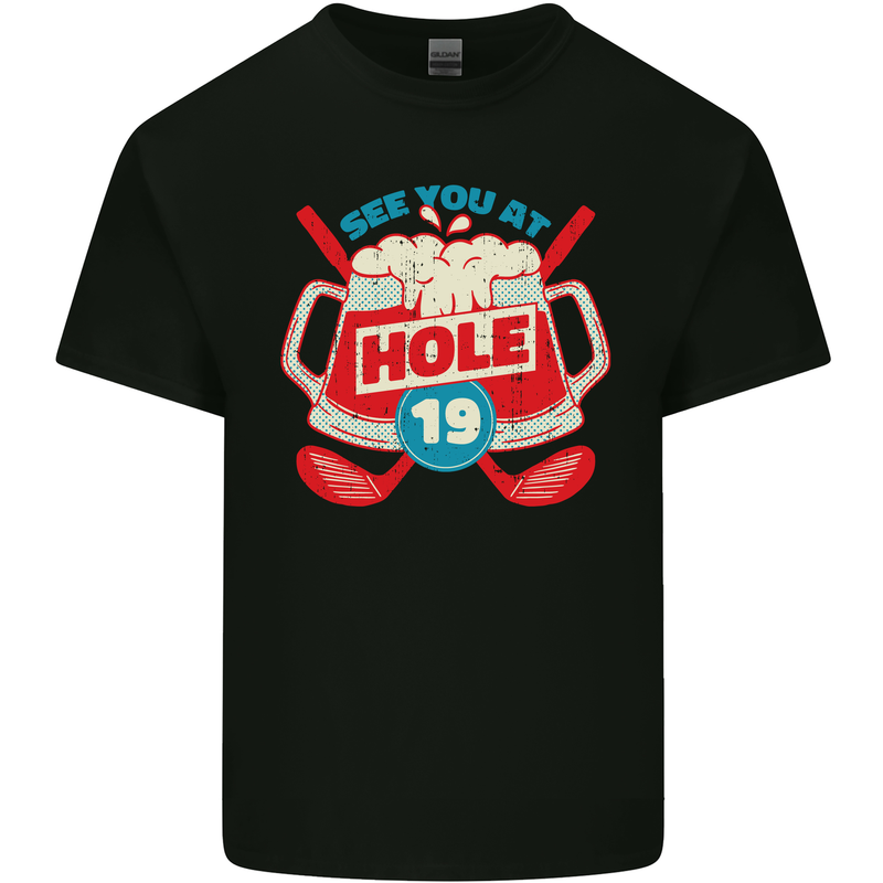 Golf See You at Hole Funny 19th Hole Beer Mens Cotton T-Shirt Tee Top Black