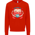 Golf See You at Hole Funny 19th Hole Beer Mens Sweatshirt Jumper Bright Red