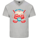 Golf See You at Hole Funny 19th Hole Beer Mens V-Neck Cotton T-Shirt Sports Grey