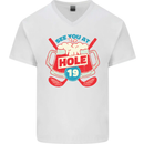 Golf See You at Hole Funny 19th Hole Beer Mens V-Neck Cotton T-Shirt White