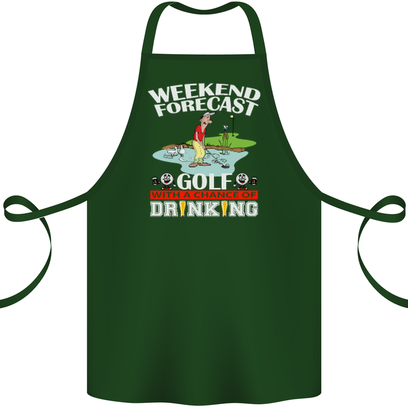 Golf Weekend Golfer Alcohol Beer Funny Cotton Apron 100% Organic Forest Green