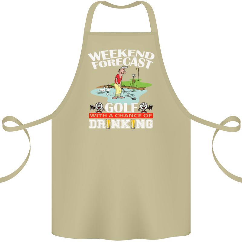 Golf Weekend Golfer Alcohol Beer Funny Cotton Apron 100% Organic Khaki