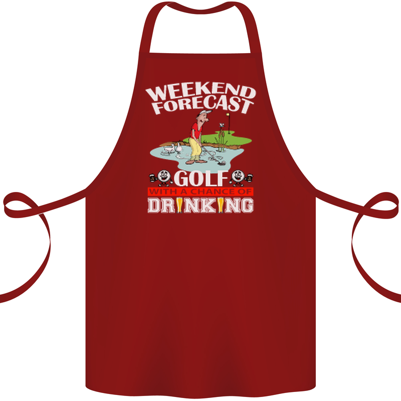 Golf Weekend Golfer Alcohol Beer Funny Cotton Apron 100% Organic Maroon