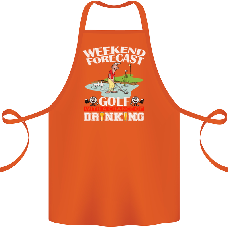 Golf Weekend Golfer Alcohol Beer Funny Cotton Apron 100% Organic Orange