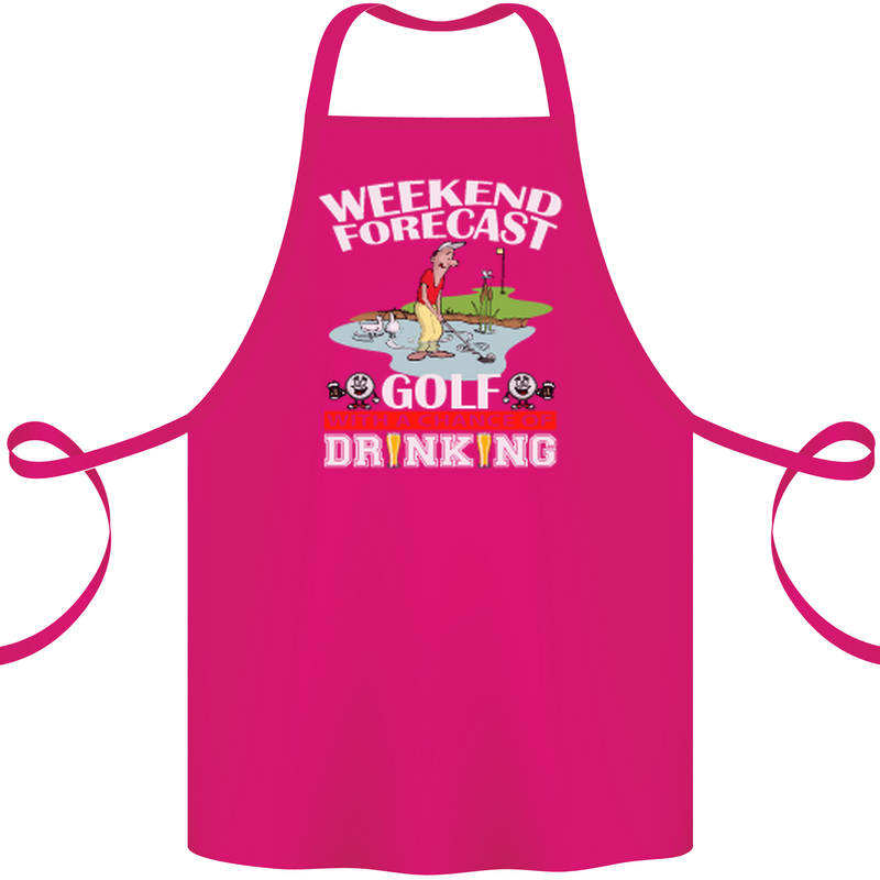 Golf Weekend Golfer Alcohol Beer Funny Cotton Apron 100% Organic Pink