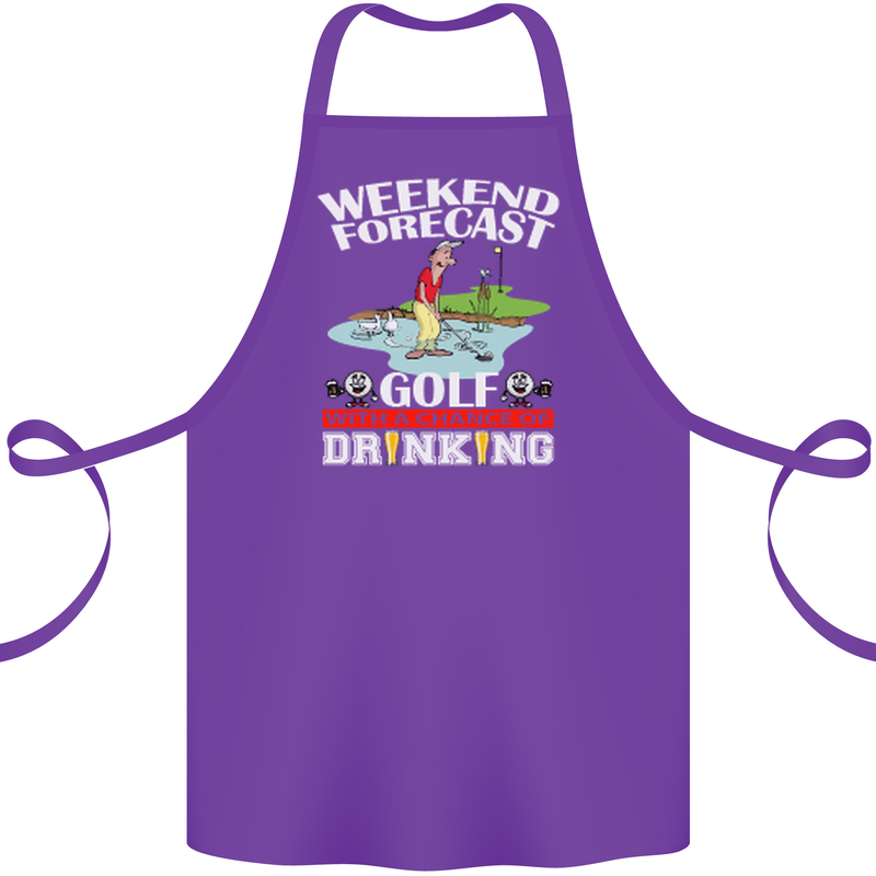 Golf Weekend Golfer Alcohol Beer Funny Cotton Apron 100% Organic Purple
