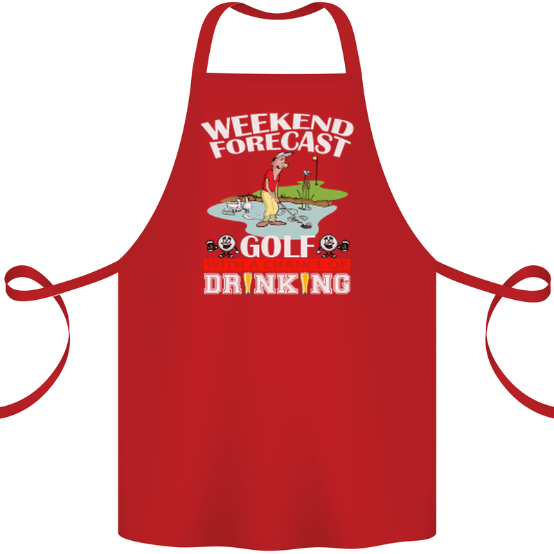 Golf Weekend Golfer Alcohol Beer Funny Cotton Apron 100% Organic Red