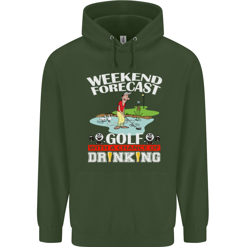 Golf Weekend Golfer Alcohol Beer Funny Mens 80% Cotton Hoodie Forest Green