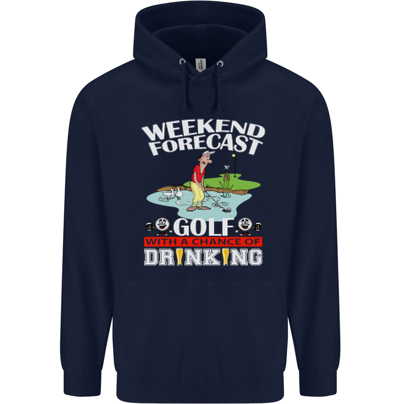 Golf Weekend Golfer Alcohol Beer Funny Mens 80% Cotton Hoodie Navy Blue