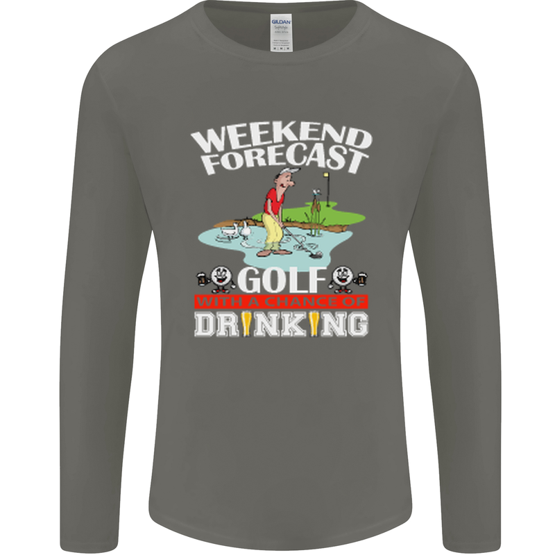 Golf Weekend Golfer Alcohol Beer Funny Mens Long Sleeve T-Shirt Charcoal