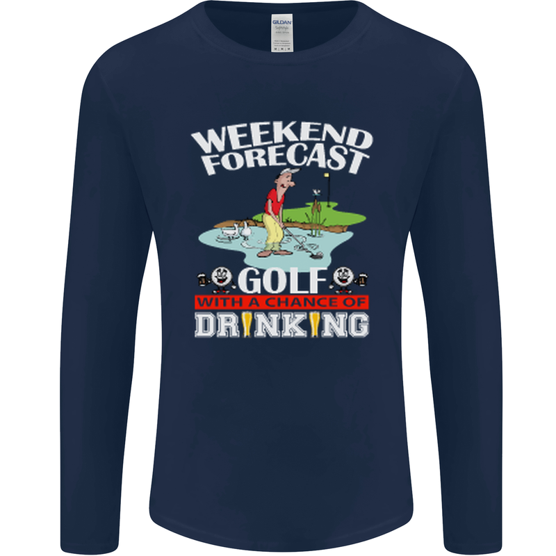 Golf Weekend Golfer Alcohol Beer Funny Mens Long Sleeve T-Shirt Navy Blue
