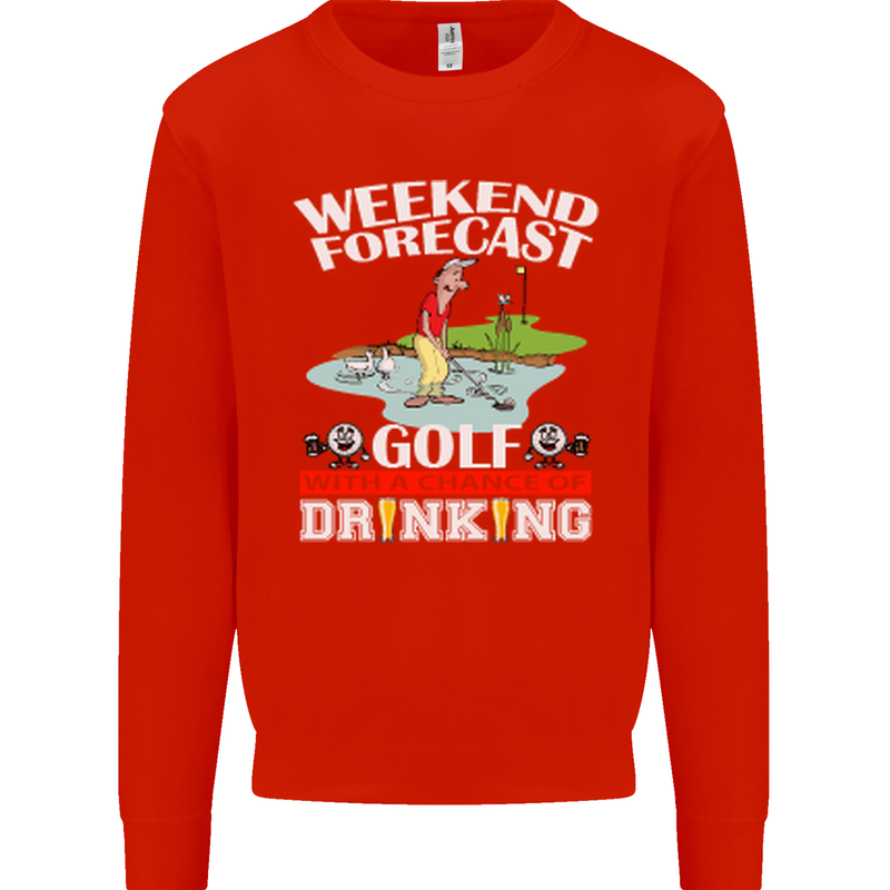 Golf Weekend Golfer Alcohol Beer Funny Mens Sweatshirt Jumper Bright Red