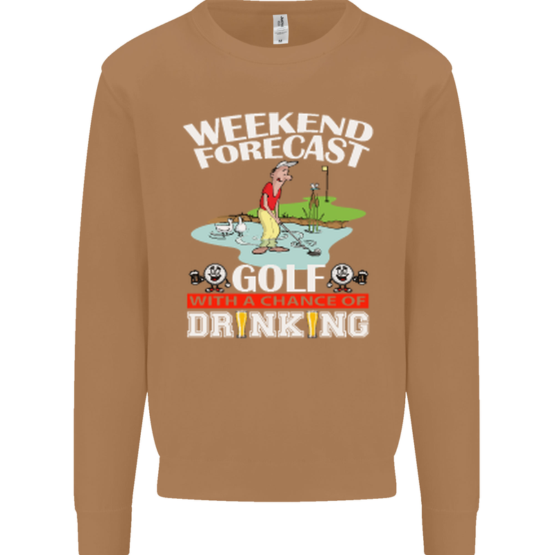 Golf Weekend Golfer Alcohol Beer Funny Mens Sweatshirt Jumper Caramel Latte