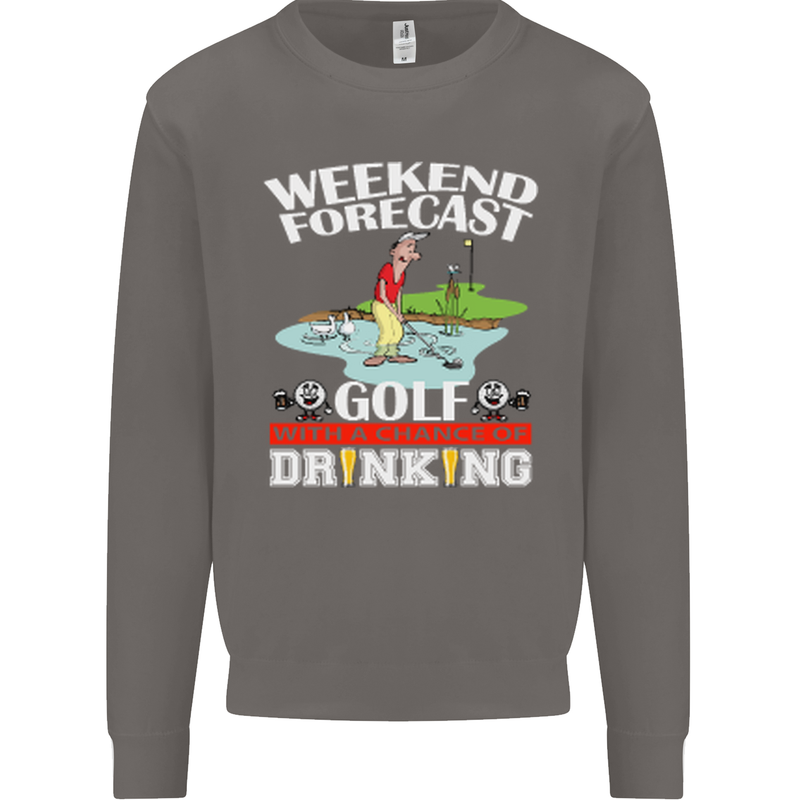 Golf Weekend Golfer Alcohol Beer Funny Mens Sweatshirt Jumper Charcoal