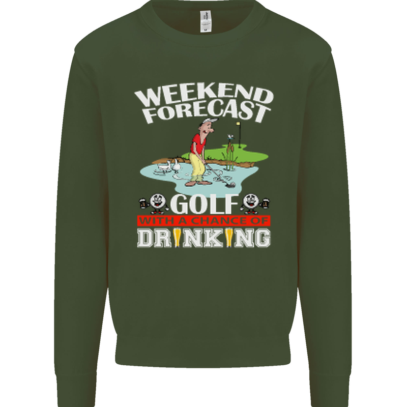 Golf Weekend Golfer Alcohol Beer Funny Mens Sweatshirt Jumper Forest Green